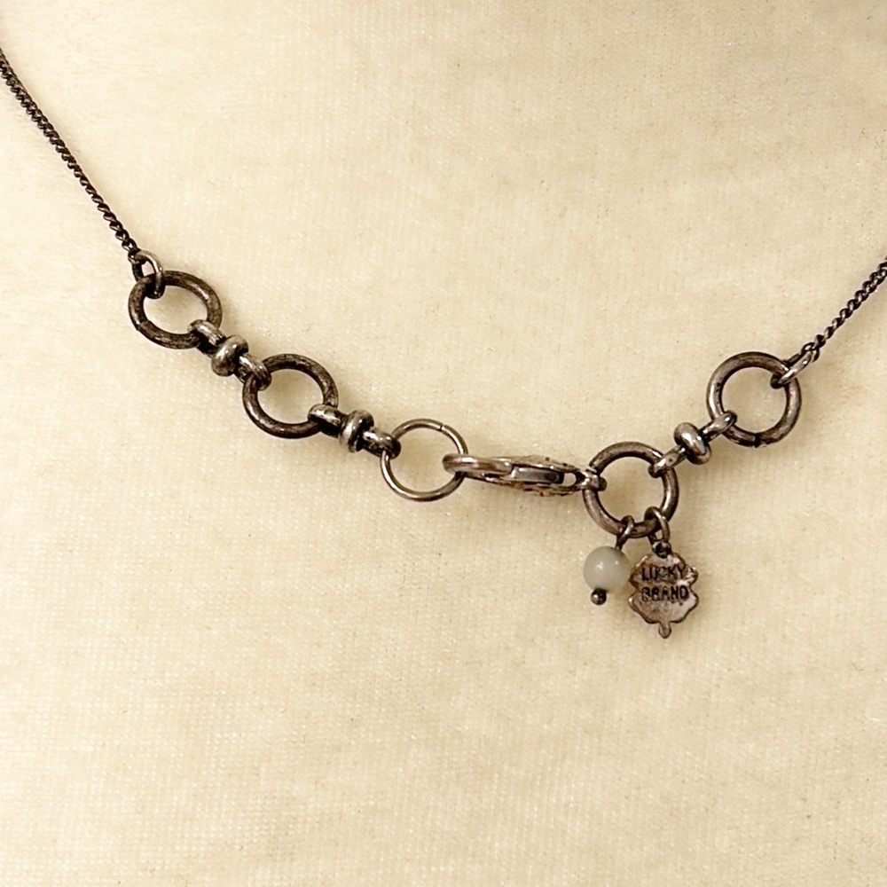 Vintage Lucky Brand Lotus Flower Natural Crystals Stone Medallion Necklace - Picture 6 of 6